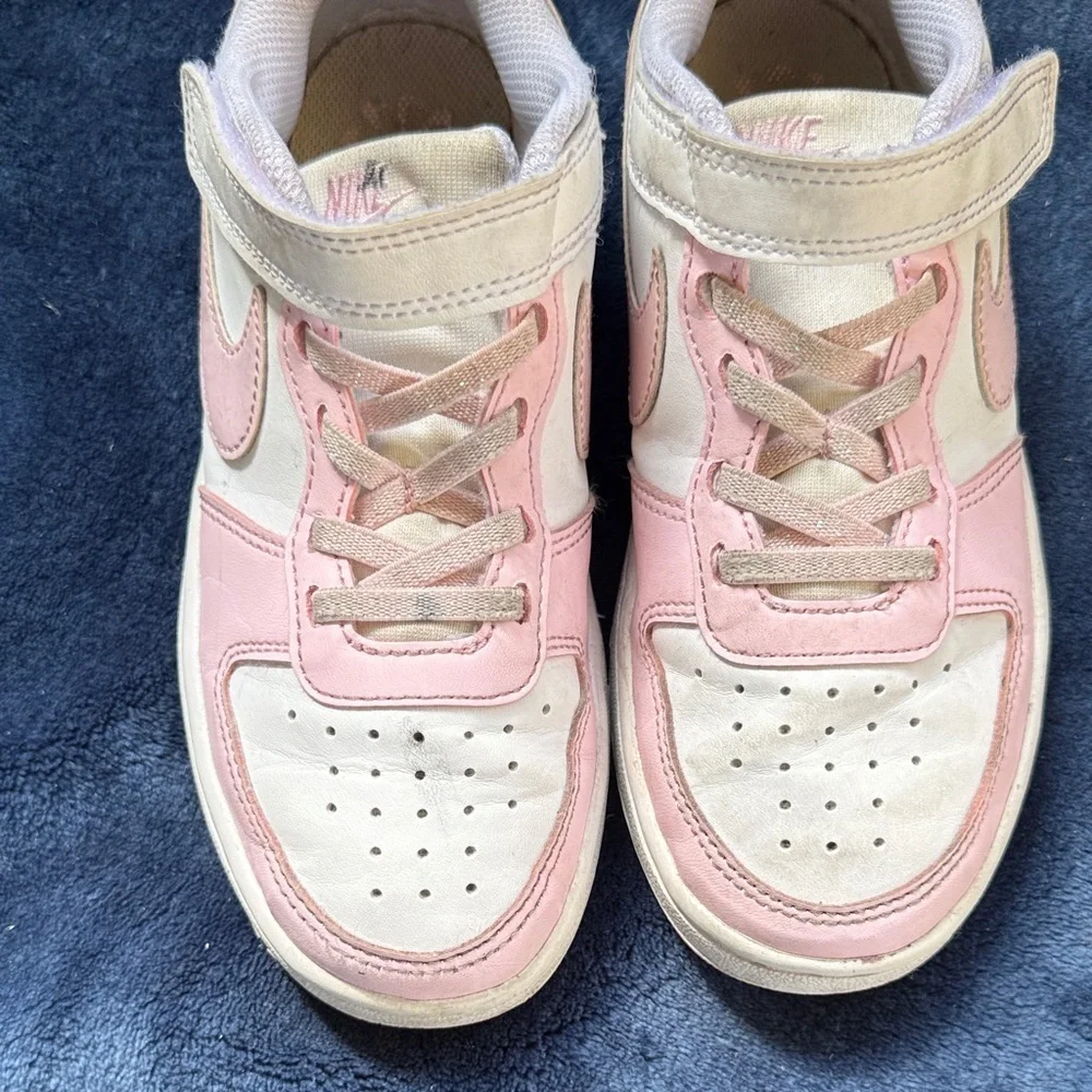 Nike Court Borough Low Pink Recraft Kids Sneakers Size 1 Shoes Strap Adjustable